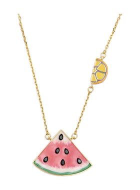 高级感珐琅釉彩西瓜水果柠檬项链