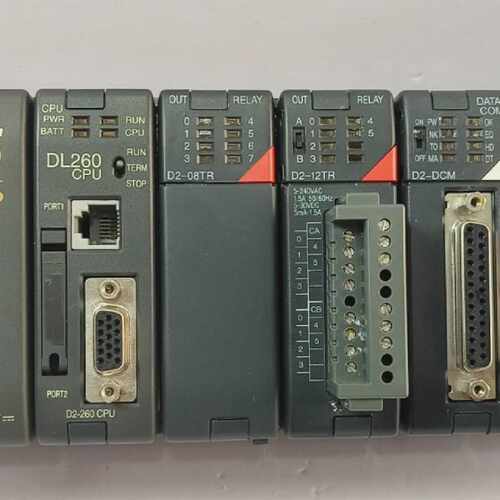 DIRECT LOGIC 205 KOYO DL260CPU WITH D2-08TR,D2-12TR,D2-DCM,D