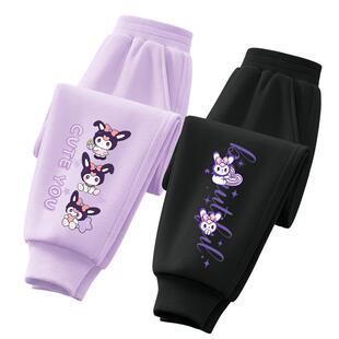 拉夏贝尔女童裤子春季2026新款女孩黑色卫裤中大童运动裤儿童春装