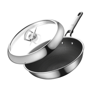 【新品】Tefal/特福纯钛炒锅无涂层不粘锅家用炒菜电磁炉通用钛锅