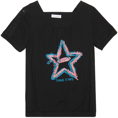 印花短袖2025胖mm大方得体上衣