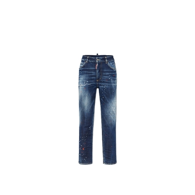 DSQUARED2/D2次方 春夏系列 女士破洞水洗直筒牛仔裤Boston