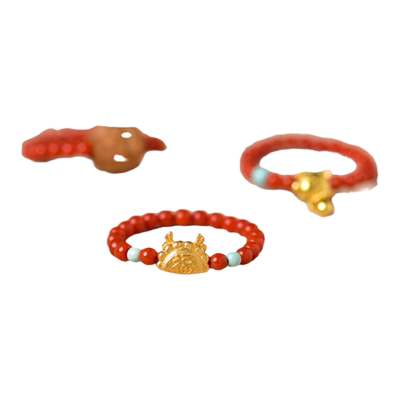 南红戒指女老山檀木扎基拉姆银龙饺绿松石小米珠对戒红玛瑙玉戒指