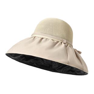 防晒帽夏季黑胶遮阳帽子女款2026新款防紫外线大帽檐太阳帽渔夫帽