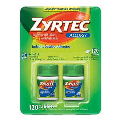 美国直邮 ZYRTEC防过敏24小时缓释片 抗过敏鼻炎皮肤过敏