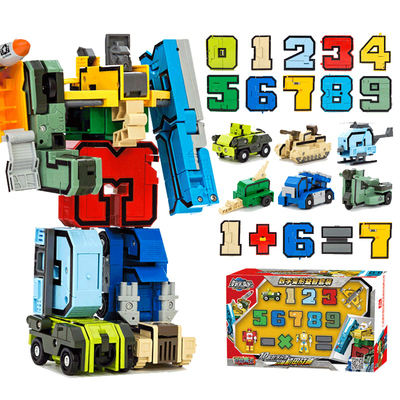正版数字变形合体机器人玩具