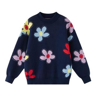 加比瑞童装 冬季新品 女童简约休闲舒适套头毛衣中大童针织衫