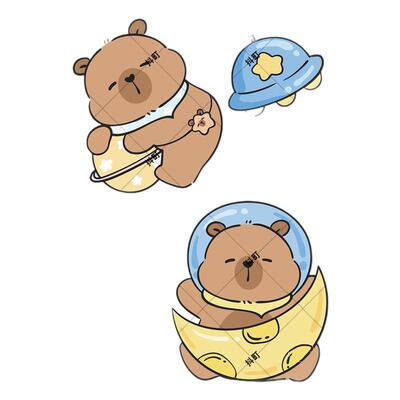 可爱卡通卡皮巴拉行李箱贴遮划痕