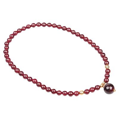 晶柜天然石榴石女性复古百搭脚链