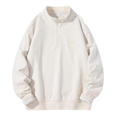 啄木鸟立领加厚套头衫半拉链休闲重磅灯芯绒简约美式纯色上衣宽松