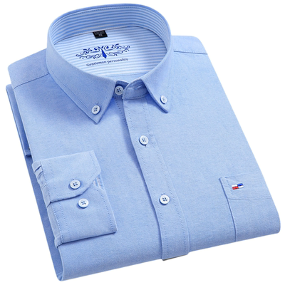 朗蒙春秋季纯棉牛津纺衬衫