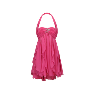 NanaJacqueline挂脖露背花边连衣裙女新款浪漫海滩出游度假水母裙