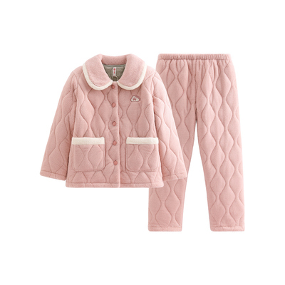 芬腾女士睡衣冬季三层加厚夹棉