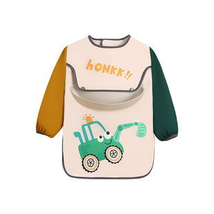 牧萌儿童罩衣防水防脏外穿婴儿反穿衣男女童宝宝吃饭围兜画画围裙