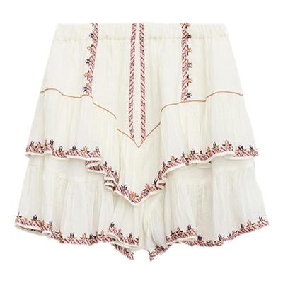 MARANT ETOILE2025 JOCADIA法式荷叶边刺绣薄纱短裤女