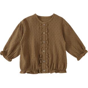 女宝宝衬衫春季女童开衫春装纱布小衫春秋衬衣薄款外套儿童上衣