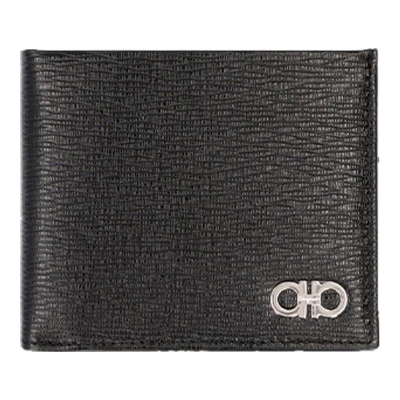 Ferragamo/菲拉格慕新款马蹄扣装饰黑色对折钱包66A063 685956