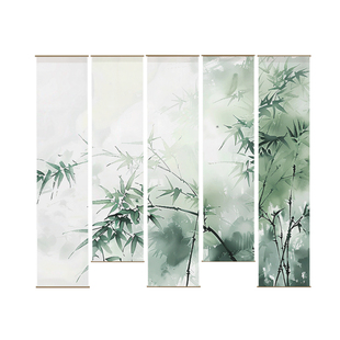 古风纱幔中式竹子半透纱挂布定制茶馆吊幔背景装饰帷幔屏风隔断帘