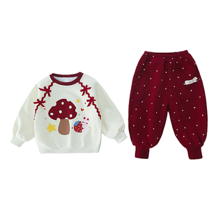 小女孩洋气春装韩版套装女宝宝时髦休闲卫衣两件套女童巨好看衣服