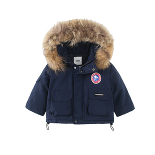 2025新款男童宝宝棉服加厚外套儿童棉衣毛领保暖棉袄冬款派克服装