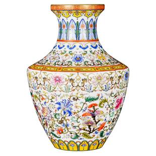 景德镇官方陶瓷手工乾隆粉彩花樽客厅玄关书房家居仿古花瓶摆件