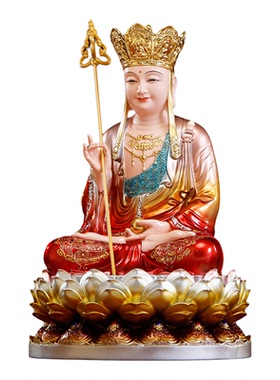 树脂彩绘地藏王菩萨佛像娑婆三圣