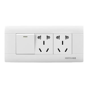 本优118型暗装三位开关插座面板1开带5十孔电源一开五10孔单双控