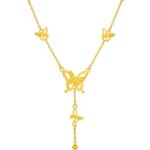 周六福黄金蝴蝶流苏吊坠项链女足金计价在逃公主系列节日礼物