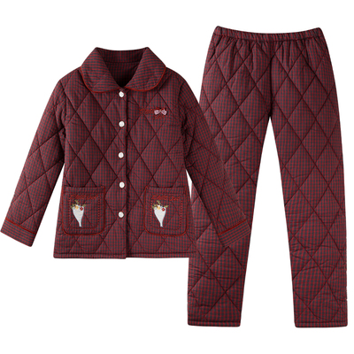 芬腾可安冬季女纯棉夹棉加厚套装