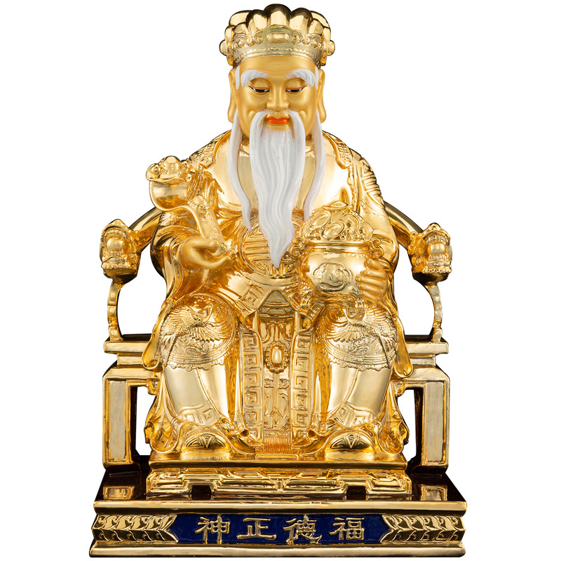 纯铜鎏金福德正神土地公神像摆件