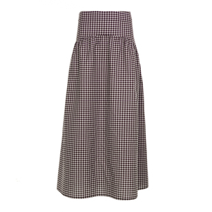 DARLINGAGA美式复古风棕色格纹半身裙女简约百搭宽松显瘦A字长裙