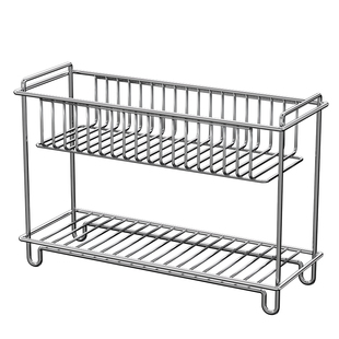 洗手台置物架洗漱台不锈钢双层收纳架卫生间浴室台面化妆品沥水篮