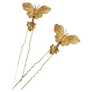 灵动颤颤烧蓝蝴蝶发簪子小u簪汉服优雅发钗百搭美女配饰弹簧可爱