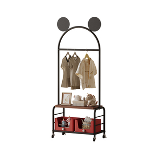 儿童可移动落地衣架卧室入户挂衣架轻奢高级感铁艺床边小型衣帽架