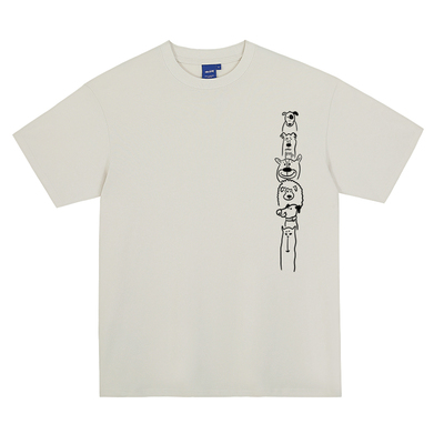 山小川潮牌趣味狗夏季短袖t恤男美式重磅宽松男生纯棉夏日情侣装