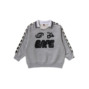 BAPE童装秋冬字母印花串标图案翻领套头卫衣008133P