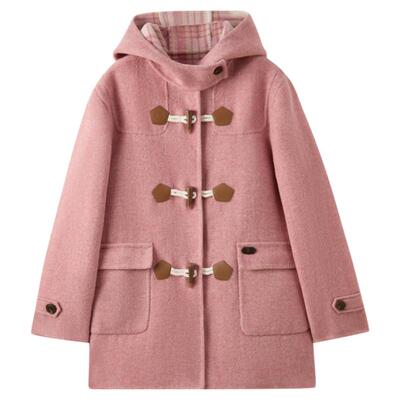 elandkids女童牛角扣呢大衣