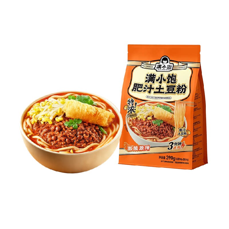 【3分钟速煮】满小饱肥汁土豆粉390g*1袋砂锅土豆粉宿舍自煮速食