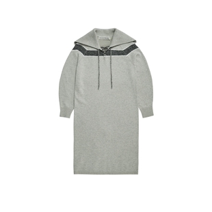 【美利奴羊毛】IIIVIVINIKO2025冬新款翻领系带针织连衣裙女