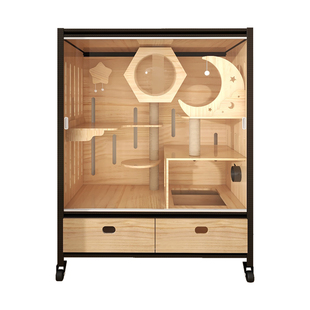 萌助猫柜猫别墅猫笼实木家用室内定制超大自由空间猫咪屋舍电视柜