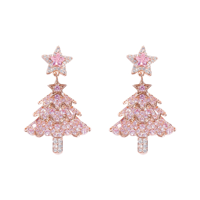 海蓝蓝小众圣诞树耳环圣诞耳饰