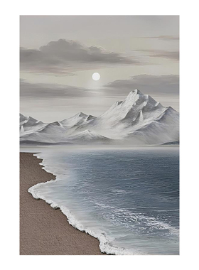 侘寂风玄关装饰画海景肌理画高级
