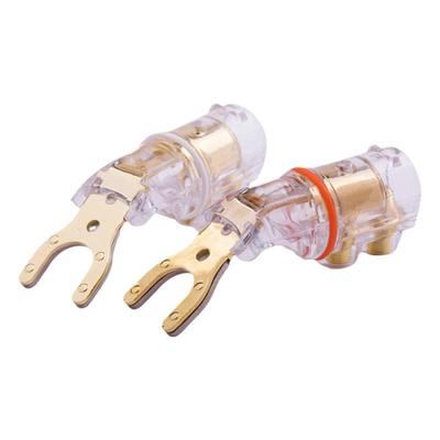 audioSOST音箱喇叭线Y插头U型香蕉头纯铜镀金镀铑接线柱叉端子