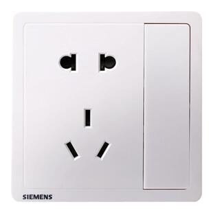 西门子一开五孔插座带开关的双控5孔二三插单开厨房专用断电面板