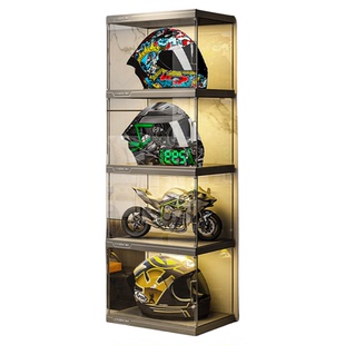 头盔收纳柜摩托车帽子家用手办柜头盔展示盒机车装备放置架头盔架