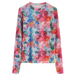 夏天衣服女网纱防晒衣女内搭扎染长袖t恤打底衫上衣学生韩版宽松
