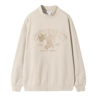 tokidoki春秋季半高领圆领卫衣纯色男女情侣纯棉美式刺绣潮牌