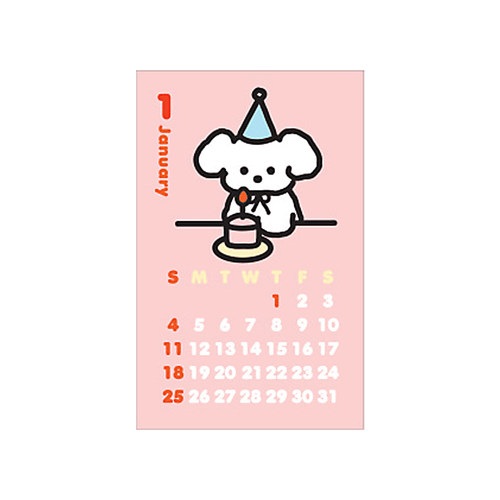 韩国livework可爱卡通小卡月历12张迷你日历装饰卡片双面纸质备忘