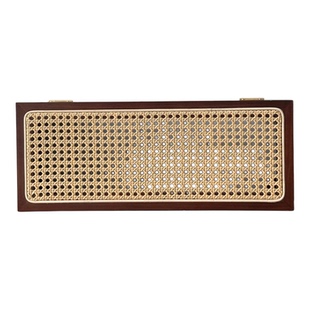 中古风实木藤编收纳盒壁挂式路由器机顶盒置物架墙面复古收纳神器