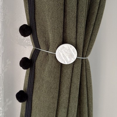 法式珍珠窗帘绑带现代简约纱帘磁吸窗帘扣中古风窗帘扣环捆绑绳
